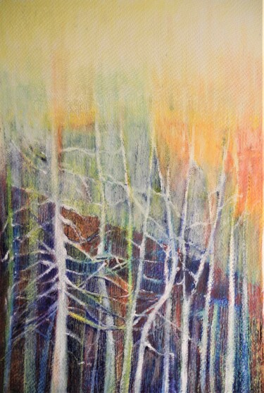 "Les arbres de l'Est" başlıklı Resim Annie Vandemalle tarafından, Orijinal sanat, Pastel Ahşap panel üzerine monte edilmiş