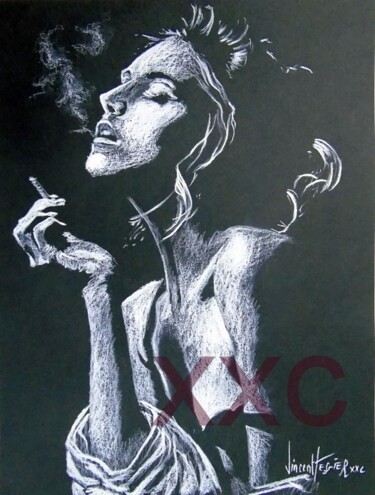 Dessin intitulée "sans" par Vincent Tessier Xxc, Œuvre d'art originale, Craie