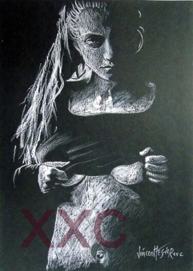 Dessin intitulée "bella" par Vincent Tessier Xxc, Œuvre d'art originale, Craie