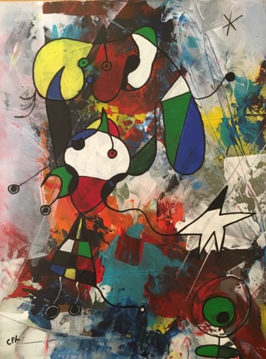 Painting titled "La Dame et son chien" by Cathy Pantigny, Original Artwork, Acrylic
