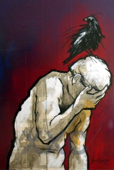 Peinture intitulée "pensant" par Vincent Tessier Xxc, Œuvre d'art originale, Encre