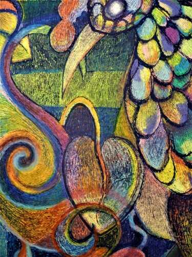 "L'oiseau-ceour" başlıklı Resim Annie Vandemalle tarafından, Orijinal sanat, Pastel