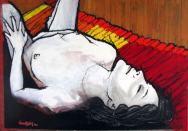 Peinture intitulée "seule" par Vincent Tessier Xxc, Œuvre d'art originale, Acrylique Monté sur Panneau de bois