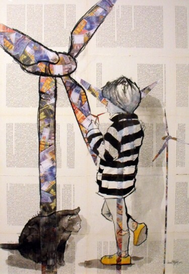 Peinture intitulée "sans heolien" par Vincent Tessier Xxc, Œuvre d'art originale, Encre