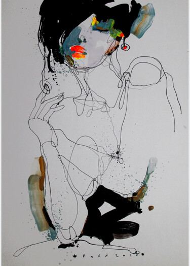 Drawing titled "Lady 25" by Viktor Sheleg, Original Artwork, Acrylic