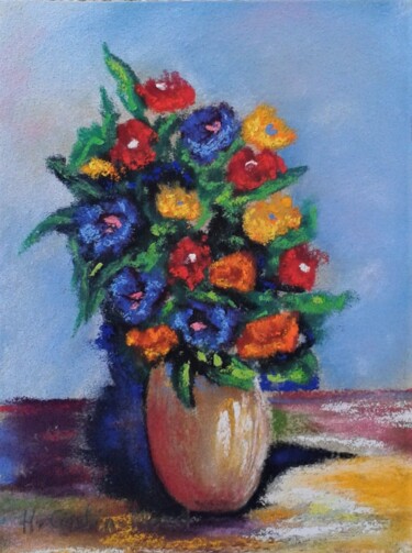"Anémones" başlıklı Resim Hélène Gastin-Mozol tarafından, Orijinal sanat, Pastel Diğer sert panel üzerine monte edilmiş