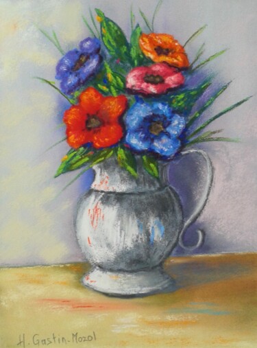 "Anémones (2)" başlıklı Resim Hélène Gastin-Mozol tarafından, Orijinal sanat, Pastel Diğer sert panel üzerine monte edilmiş