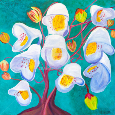 Peinture intitulée "Il Canto dei Fiori" par Emma Henriot, Œuvre d'art originale, Huile