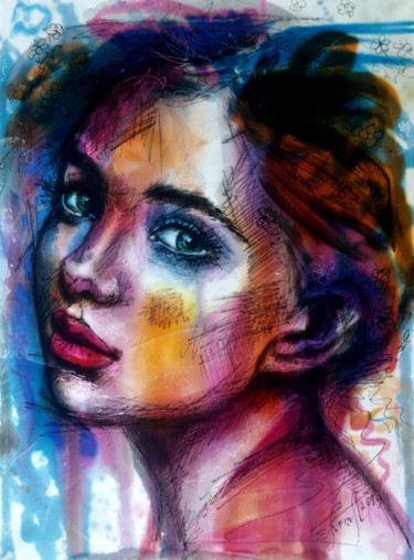 Pintura intitulada ""Colorfully "" por Elena Kraft, Obras de arte originais, Aquarela