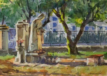 Peinture intitulée "La vierge à Villers…" par Christian Arnould, Œuvre d'art originale, Aquarelle