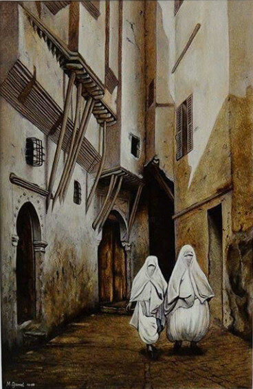제목이 "Red Sea Street, Cas…"인 미술작품 Djamel Eddine Mebrek로, 원작, 수채화