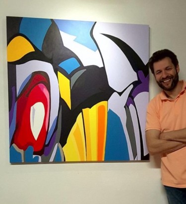 Peinture intitulée "Color square P1" par Xavier Wttrwulghe, Œuvre d'art originale, Acrylique