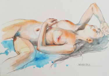 绘画 标题为“Watercolor women #1…” 由Hongtao Huang, 原创艺术品, 水彩