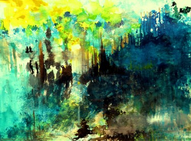 Peinture intitulée "Lumière entre deux…" par Clau Redier-Clément, Œuvre d'art originale, Encre