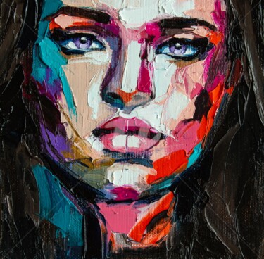 Peinture intitulée "Purple sadness" par Lana Frey, Œuvre d'art originale, Huile