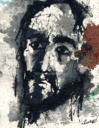 图画 标题为“Portrait d'oublié” 由Henri Ibara, 原创艺术品, 墨 安装在玻璃上