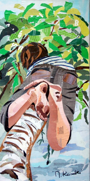 Collages intitulée "Equilibre sur la br…" par Maryse Konecki, Œuvre d'art originale, Collages