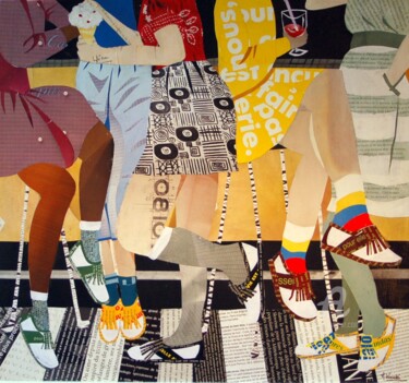 Collages intitulée "Ados" par Maryse Konecki, Œuvre d'art originale, Collages