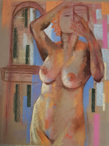 제목이 "Selfie"인 미술작품 Monique Marie François (Moma)로, 원작, 파스텔 판지에 장착됨