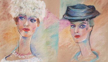 제목이 "Chapeaux rigolos an…"인 미술작품 Monique Marie François (Moma)로, 원작, 파스텔