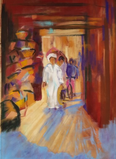 제목이 "Souk de Fèz"인 미술작품 Monique Marie François (Moma)로, 원작, 파스텔