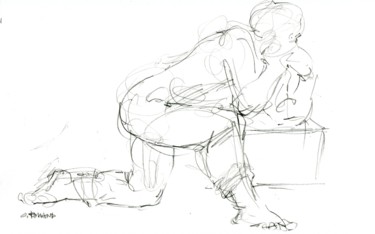 Dessin intitulée "12,5x20 2019 30" par Christian Rolland, Œuvre d'art originale, Crayon
