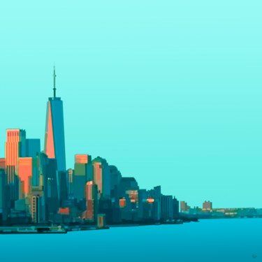 New York 31 - Série "Variations autour de New York" Arte digital titulada "New York 31 - Série…" por Gérard Esquerre, Obra de arte original, Pintura Digital Montado en Aluminio
