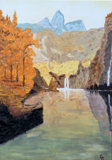 Painting titled "260 - Cascade" by Gdlapalette, Original Artwork, Acrylic Mounted on Wood Stretcher frame