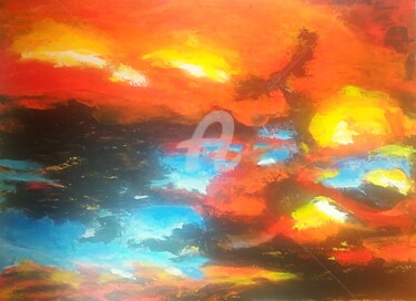 Peinture intitulée "Le ciel" par Is, Œuvre d'art originale, Acrylique