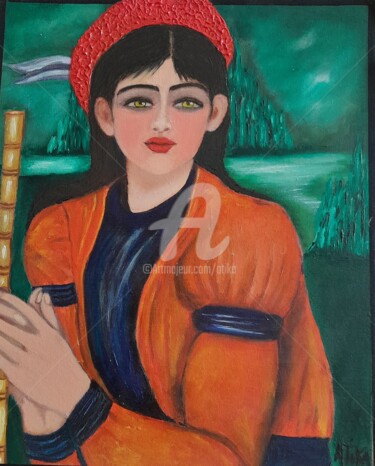 Painting titled "Nuit douce" by A.Tika, Original Artwork, Oil