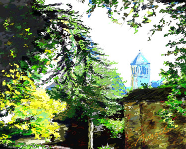 Arts numériques intitulée "Fécamp, "petit parc…" par Bosselin, Œuvre d'art originale, Peinture numérique