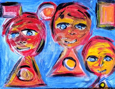 Painting titled "Les enfants" by Tomy, Original Artwork, Acrylic