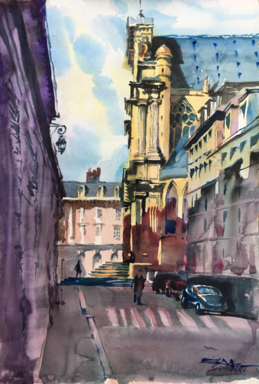 N°532 - Église Saint-Gervais, Paris #artistsupportpledge Painting titled "N°532 - Église Sain…" by Alexandre Dumitrescu, Original Artwork, Watercolor