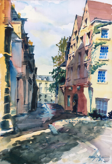 N°531 - RUE DES BARRES, Paris #artistsupportpledge 绘画 标题为“N°531 - RUE DES BAR…” 由Alexandre Dumitrescu, 原创艺术品, 水彩
