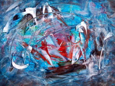 Sirena (Mermaid) - Abstraction - Abstract Art - Tons bleus 绘画 标题为“Sirena (Mermaid) -…” 由Davidian Gotis Abstraction Abstraite, 原创艺术品, 丙烯