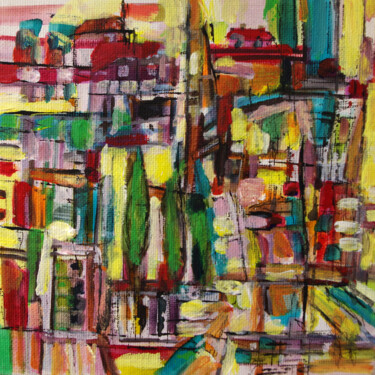Malerei mit dem Titel "Tellement sans fron…" von Muriel Cayet, Original-Kunstwerk, Acryl