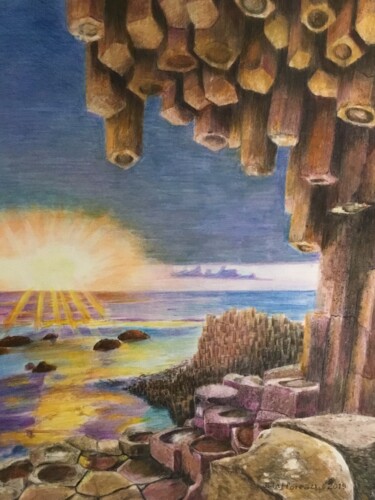 Pittura intitolato "RELIEF ÉRUPTIF VOLC…" da Jacques Tafforeau, Opera d'arte originale, Acquarello