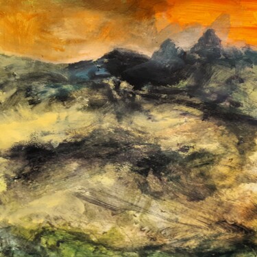 Malerei mit dem Titel ""sky orange blossom"" von Alain Tardieu, Original-Kunstwerk, Acryl Auf Keilrahmen aus Holz montiert