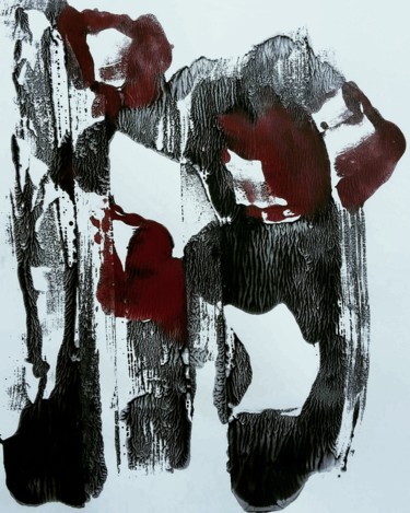 Gravures & estampes intitulée "L'éveil" par Isabelle Langlois, Œuvre d'art originale, Monotype Monté sur Verre