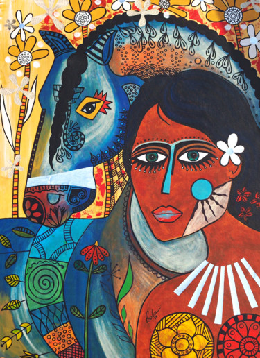 Pintura intitulada "Élan" por Paola Moscatelli, Obras de arte originais, Acrílico Montado em Armação em madeira