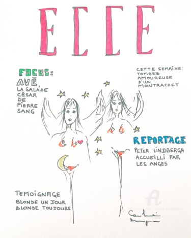 Dessin intitulée "Elle #3" par Caroline Montigneaux, Œuvre d'art originale, Marqueur