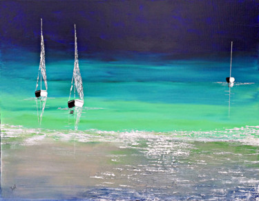 Douceur Turquoise Peinture intitulée "Douceur Turquoise" par Ysabel Laffitte, Œuvre d'art originale, Acrylique