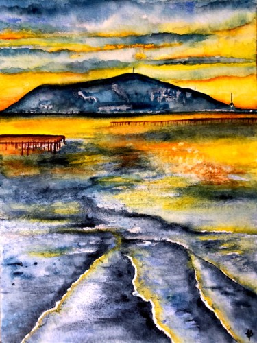 Peinture intitulée "Thau #7" par Anne Brigaud, Œuvre d'art originale, Aquarelle
