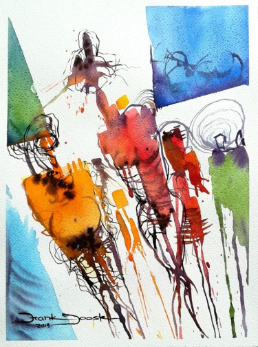 Painting titled "Family" by Frank Jooste, Original Artwork, Watercolor
