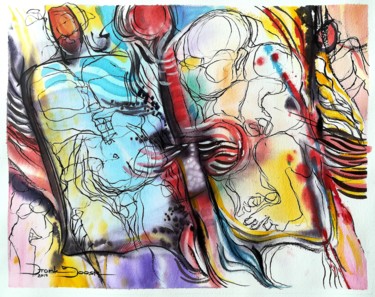 Painting titled "Embryo" by Frank Jooste, Original Artwork, Watercolor