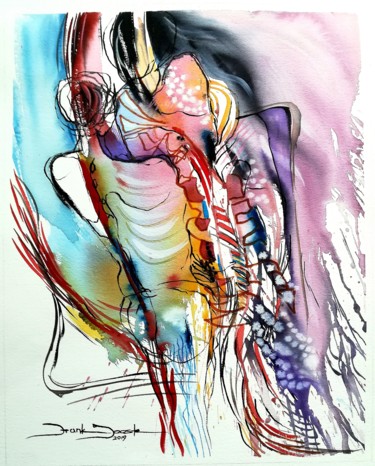 Painting titled "Lovers" by Frank Jooste, Original Artwork, Watercolor