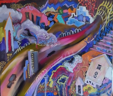"Road" başlıklı Tablo Настя Полякова tarafından, Orijinal sanat, Petrol Diğer sert panel üzerine monte edilmiş