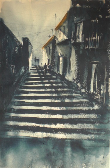 stairs 4 Peinture intitulée "stairs 4" par Giorgio Gosti, Œuvre d'art originale, Aquarelle