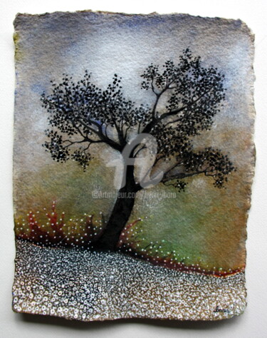 Peinture intitulée "Arbre" par Henri Ibara, Œuvre d'art originale, Gouache