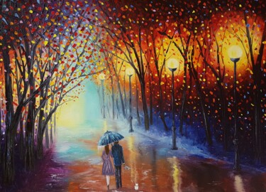 EVENING STROLL 绘画 标题为“EVENING STROLL” 由Elena Guillaumin, 原创艺术品, 油